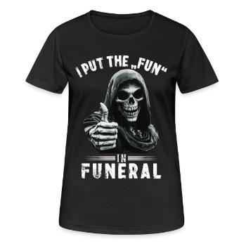 Crâne Grim Reaper Fun dans les funérailles Dicton Motif - T-shirt respirant Femme - noir - Devant - AI Model Female 172 light (172cm)