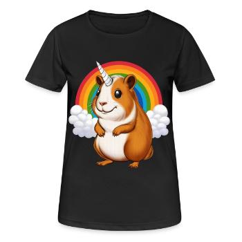 Cochon d'Inde Licorne - T-shirt respirant Femme - noir - Devant - AI Model Female 172 light (172cm)