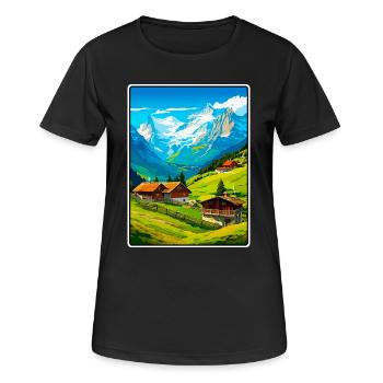 Alpines Bergdorf-Szene - Frauen T-Shirt atmungsaktiv - Schwarz - Vorne - AI Model Female 172 light (172cm)