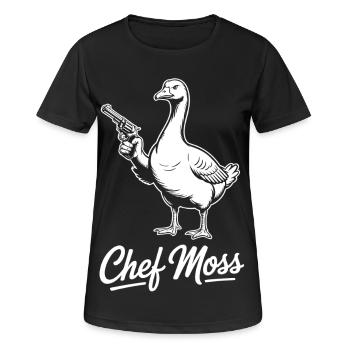 Cheffmoss Gans mit Pistole für starke Frauen - Frauen T-Shirt atmungsaktiv - Schwarz - Vorne - AI Model Female 172 light (172cm)