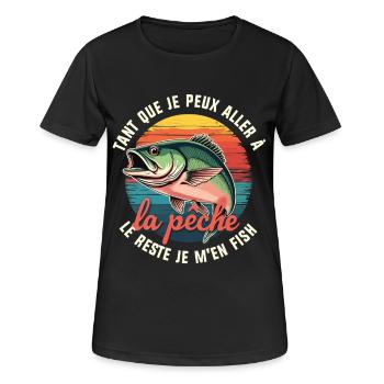 Hommage à la pêche et à la liberté - T-shirt respirant Femme - noir - Devant - AI Model Female 172 light (172cm)