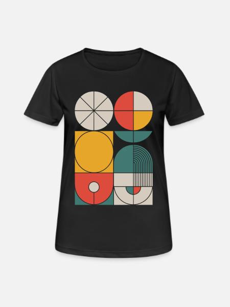 Bauhaus Geometrische Formen Komposition - Frauen T-Shirt atmungsaktiv - Schwarz