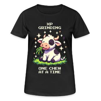 XP farmen – Biss für Biss | Kuh Humor - Frauen T-Shirt atmungsaktiv - Schwarz - Vorne - AI Model Female 172 light (172cm)
