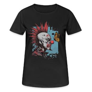 clownPunk und Schmetterling - Frauen T-Shirt atmungsaktiv - Schwarz - Vorne - AI Model Female 172 light (172cm)