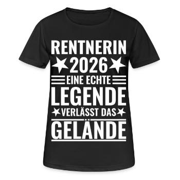 Rentnerin 2026 Echte Legende verlässt das Gelände - Frauen T-Shirt atmungsaktiv - Schwarz - Vorne - AI Model Female 172 light (172cm)