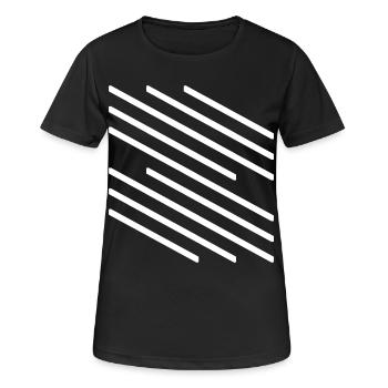 Minimalistisches Design mit diagonalem Linienmuster - Frauen T-Shirt atmungsaktiv - Schwarz - Vorne - AI Model Female 172 light (172cm)