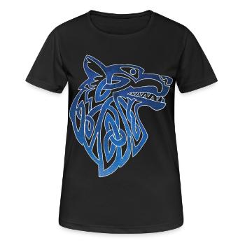 Wikingerwolf und Sternenhimmel - Frauen T-Shirt atmungsaktiv - Schwarz - Vorne - AI Model Female 172 light (172cm)