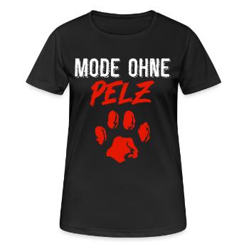 Bien-être animal MODE SANS FOURRURE Anti Fourrure Drôle - T-shirt respirant Femme - noir - Devant - AI Model Female 172 light (172cm)