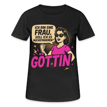 Selbstbewusste Feministische Illustration - Frauen T-Shirt atmungsaktiv - Schwarz - Vorne - AI Model Female 172 light (172cm)