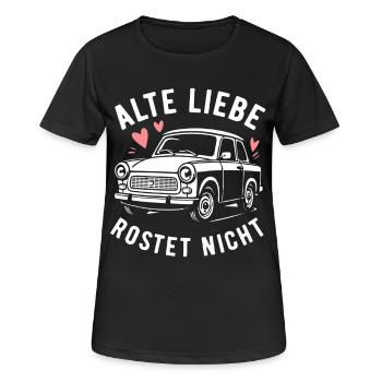 Old love doesn't rust - Trabi - Kultauto DDR - Women's Breathable T-Shirt - black - Front - AI Model Female 172 light (172cm)