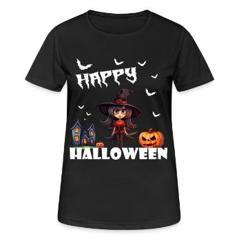 Halloween sorcière citrouille chauve-souris design - T-shirt respirant Femme - noir - Devant - AI Model Female 172 light (172cm)