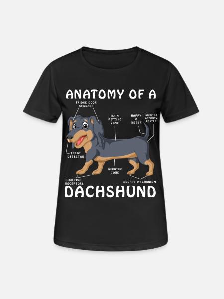 T-shirt pour chien Dachshund Anatomy - T-shirt respirant Femme - noir