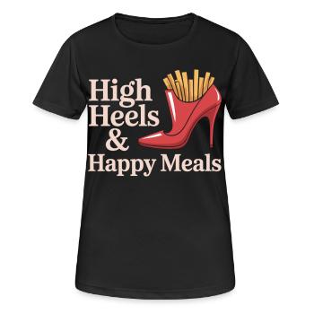 T-shirt à talons hauts drôle de frites - T-shirt respirant Femme - noir - Devant - AI Model Female 172 light (172cm)