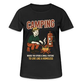 Camping où vous dépensez une petite fortune - T-shirt respirant Femme - noir - Devant - AI Model Female 172 light (172cm)