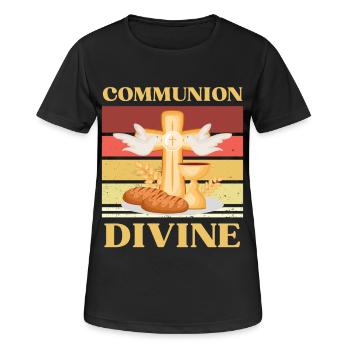 GÖTTLICHE KOMMUNION - ERSTKOMMUNION - Frauen T-Shirt atmungsaktiv - Schwarz - Vorne - AI Model Female 172 light (172cm)