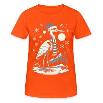 Winter-decorating stork with winter hat - Women's Breathable T-Shirt - neon orange - Front - AI Model Female 172 dark (172cm)