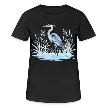 Héron cendré dans le paysage hivernal - T-shirt respirant Femme - noir - Devant - AI Model Female 172 light (172cm)