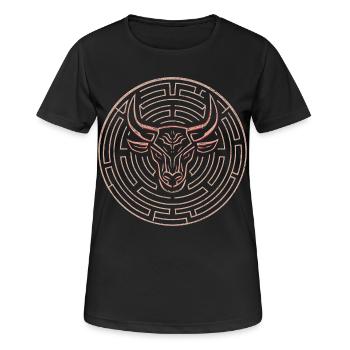 Labyrinth Minotaurus - Frauen T-Shirt atmungsaktiv - Schwarz - Vorne - AI Model Female 172 light (172cm)