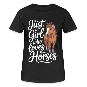 Chemise de cheval Juste une fille qui aime les chevaux - T-shirt respirant Femme - noir - Devant - AI Model Female 172 light (172cm)