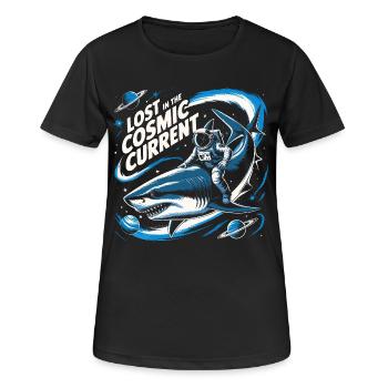 Astronomy & Cosmology - Shark Surreal - Saying - Women's Breathable T-Shirt - black - Front - AI Model Female 172 light (172cm)
