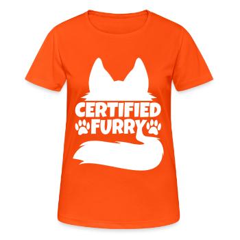 Certified furry - Frauen T-Shirt atmungsaktiv - Neonorange - Vorne - AI Model Female 172 dark (172cm)