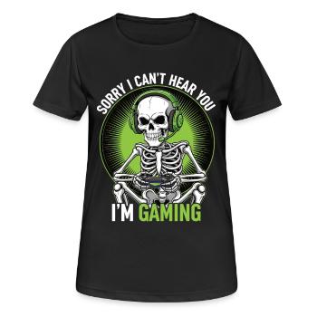 Imprimé squelette gaming humoristique - T-shirt respirant Femme - noir - Devant - AI Model Female 172 light (172cm)
