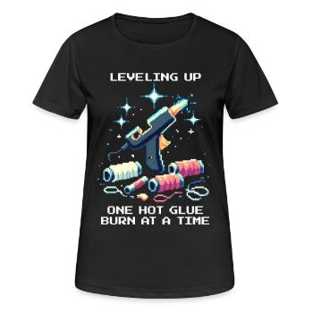 Passer au niveau supérieur : combustion de colle chaude | Cosplay - T-shirt respirant Femme - noir - Devant - AI Model Female 172 light (172cm)