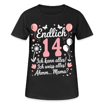 Enfin 14ème anniversaire 14 ans cadeau dire - T-shirt respirant Femme - noir - Devant - AI Model Female 172 light (172cm)