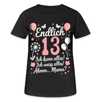 Endlich 13 Geburtstag 13 Jahre Geschenk Spruch - Frauen T-Shirt atmungsaktiv - Schwarz - Vorne - AI Model Female 172 light (172cm)