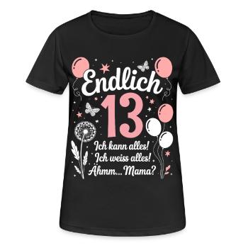 Enfin 13 Anniversaire 13 Ans Cadeau Fille - T-shirt respirant Femme - noir - Devant - AI Model Female 172 light (172cm)