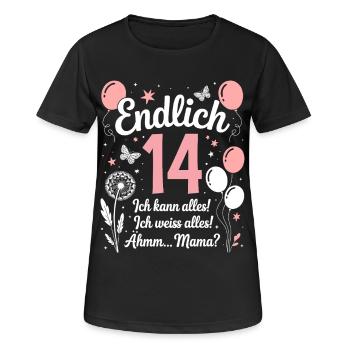 Enfin 14 Anniversaire 14 Ans Cadeau Fille - T-shirt respirant Femme - noir - Devant - AI Model Female 172 light (172cm)