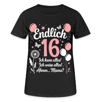 Enfin 16 anniversaire 16 ans cadeau fille - T-shirt respirant Femme - noir - Devant - AI Model Female 172 light (172cm)