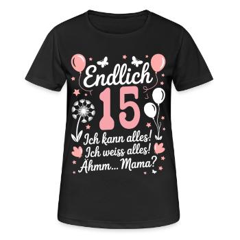 Enfin 15ème anniversaire 15 ans cadeau dire - T-shirt respirant Femme - noir - Devant - AI Model Female 172 light (172cm)