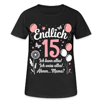 Enfin 15 Anniversaire 15 Ans Cadeau Fille - T-shirt respirant Femme - noir - Devant - AI Model Female 172 light (172cm)