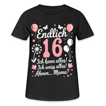 Enfin 16 anniversaire 16 ans cadeau fille - T-shirt respirant Femme - noir - Devant - AI Model Female 172 light (172cm)