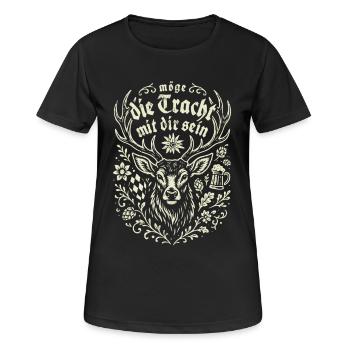 Möge die Tracht mit dir sein - Festzelt & Gaudi - Frauen T-Shirt atmungsaktiv - Schwarz - Vorne - AI Model Female 172 light (172cm)