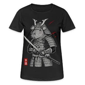 Otaku Cat Samurai  - Women's Breathable T-Shirt - black - Front - AI Model Female 172 light (172cm)
