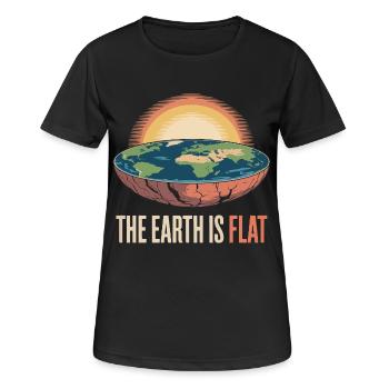 Die Erde ist eine Scheibe Humorvolle Theorie - Frauen T-Shirt atmungsaktiv - Schwarz - Vorne - AI Model Female 172 light (172cm)
