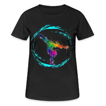 Watercolor gymnastics dancer on colorful background - Women's Breathable T-Shirt - black - Front - AI Model Female 172 light (172cm)