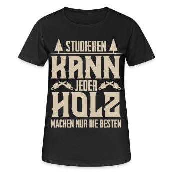 Holzfäller - Frauen T-Shirt atmungsaktiv - Schwarz - Vorne - AI Model Female 172 light (172cm)