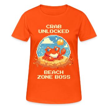 Krabbe freigeschaltet: Strandboss | Strand Krebs - T-shirt respirant Femme - orange néon - Devant - AI Model Female 172 dark (172cm)