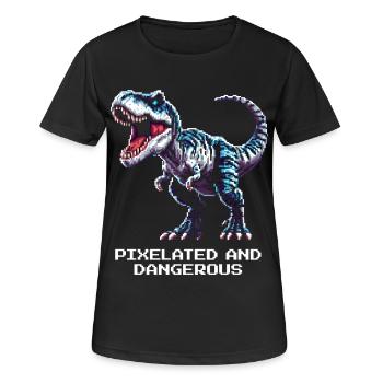 Pixélisé et dangereux | Dinosaure - T-shirt respirant Femme - noir - Devant - AI Model Female 172 light (172cm)