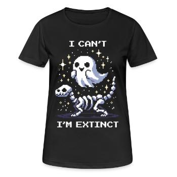Kann nicht – bin ausgestorben | Dinosaurier Humor - Frauen T-Shirt atmungsaktiv - Schwarz - Vorne - AI Model Female 172 light (172cm)