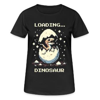 Charges... Dinosaure | Rétro Dino Pixel Art - T-shirt respirant Femme - noir - Devant - AI Model Female 172 light (172cm)