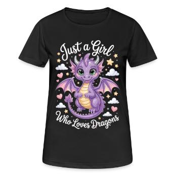 T-shirt Fantasy Dragon pour filles et femmes - T-shirt respirant Femme - noir - Devant - AI Model Female 172 light (172cm)