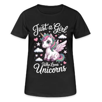 T-shirt licorne pour filles et femmes - T-shirt respirant Femme - noir - Devant - AI Model Female 172 light (172cm)
