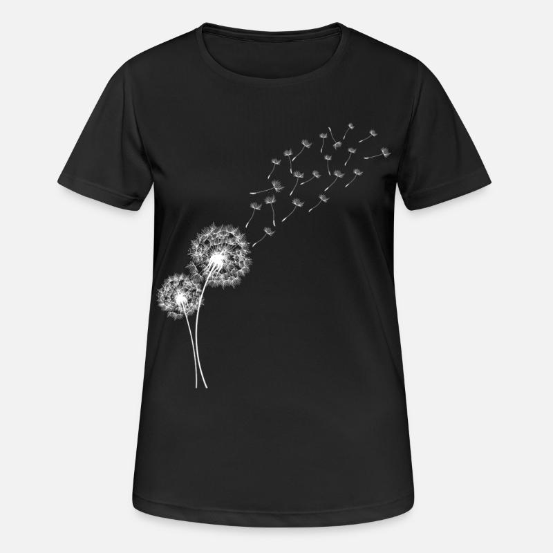 Dandelion Dandelion Flowers in Flight - Women's Breathable T-Shirt - black