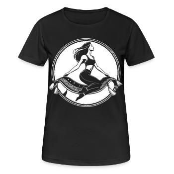 Fliegender Teppich Design – Magischer Orient - Frauen T-Shirt atmungsaktiv - Schwarz - Vorne - AI Model Female 172 light (172cm)