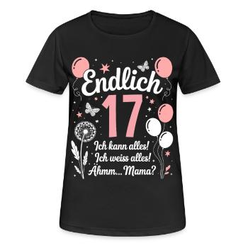 Endlich 17 Geburtstag 17 Jahre Geschenk Mädchen - Frauen T-Shirt atmungsaktiv - Schwarz - Vorne - AI Model Female 172 light (172cm)