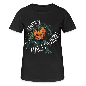 Halloween Kürbismonster, Happy Halloween - Frauen T-Shirt atmungsaktiv - Schwarz - Vorne - AI Model Female 172 light (172cm)